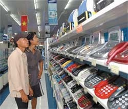 Một cửa hàng bán điện thoại bàn.