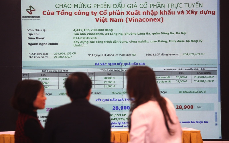 Thông báo kết quả đấu giá lô VCG do SCIC chào bán. (Ảnh: DT)