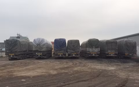 7 xe chở quá tải trọng quy định tại bãi của Trạm cân Hải Dương.