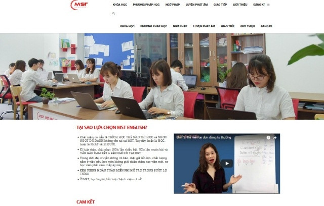 Ảnh chụp website của MST English 