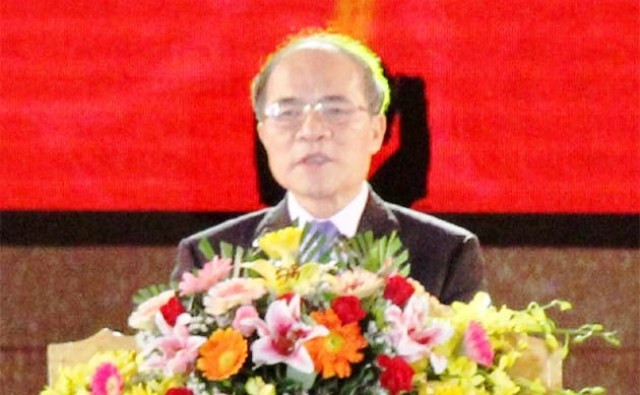 Chủ tịch Quốc hội Nguyễn Sinh Hùng phát biểu tại buổi lễ kỷ niệm.