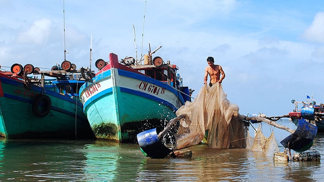 Ngư dân Cà Mau sau chuyến đi biển.