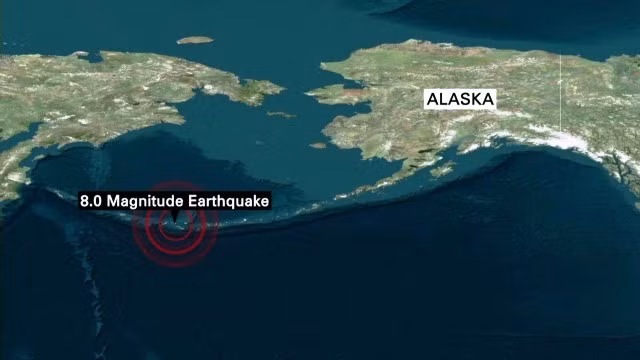 Trận động đất mạnh 8 độ richter xảy ra ngoài khơi Alaska, năm 2014. (Ảnh AFP)