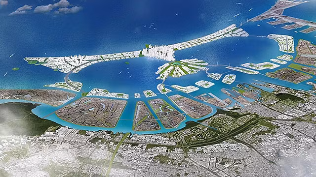 Ý tưởng về tường chống ngập của Indonesia. Ảnh: KUIPER COMPAGNONS