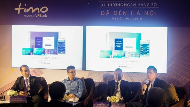 Họp báo chia sẻ thông tin về dịch vụ ngân hàng số Timo tại Hà Nội.