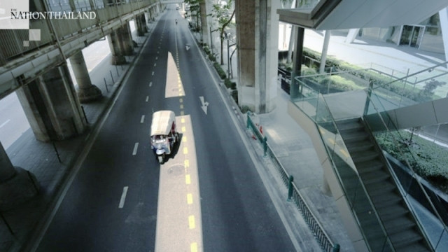 Đường phố Bangkok vắng vẻ vì dịch Covid-19. (Ảnh: The Nation)