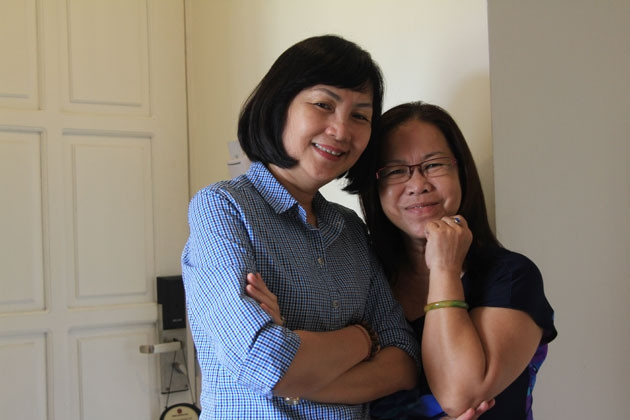 Bà Đinh Thị Yến Ly và bà Tiêu Hạnh Nhi (bên phải) trong một lần công tác Hà Nội. Ảnh: NMH.