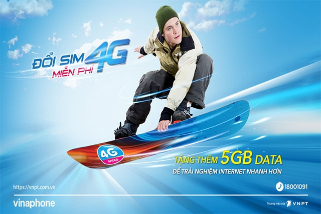 VinaPhone miễn phí đổi SIM 4G, tặng 5GB data