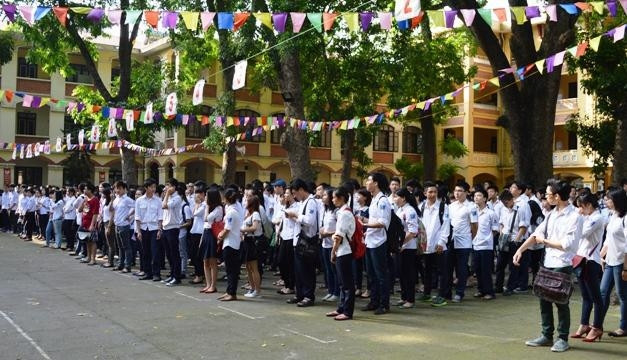 Học sinh trường Phan Đình Phùng trong ngày tập trung.