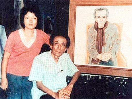 Họa sĩ Nguyễn Thị Hiền và nhà văn Kim Lân.