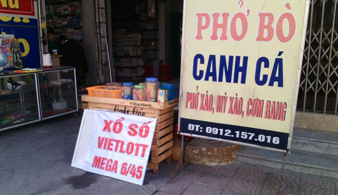 Một điểm bán vé xổ số điện toán trái phép trên đường Đốc Nhưỡng, TP Thái Bình.