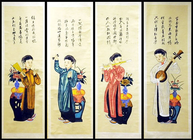 Tranh Tố nữ của dòng tranh dân gian Hàng Trống. Ảnh: LAN KHANH