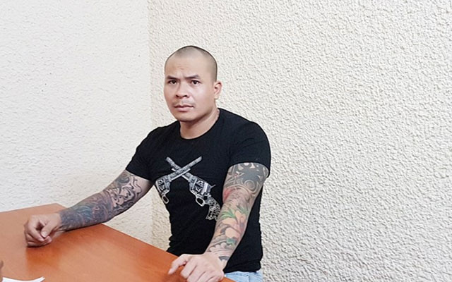 Đối tượng Quang tại trụ sở cơ quan điều tra.