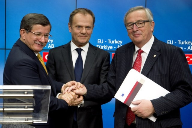 Lãnh đạo EC và Thổ Nhĩ Kỳ tại cuộc gặp tháng 3-2016 tại Bruxelles (Bỉ) (nguồn: ec.europa).