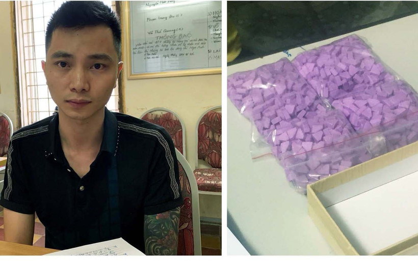 Tên Tùng cùng số thuốc lắc bị thu giữ.