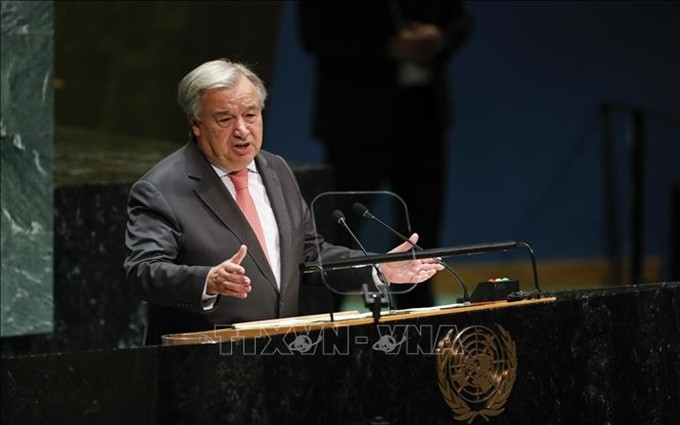 Tổng Thư ký LHQ Antonio Guterres phát biểu tại phiên họp ĐHĐ LHQ ở New York, Mỹ ngày 24-9-2019. (Ảnh: THX/TTXVN)