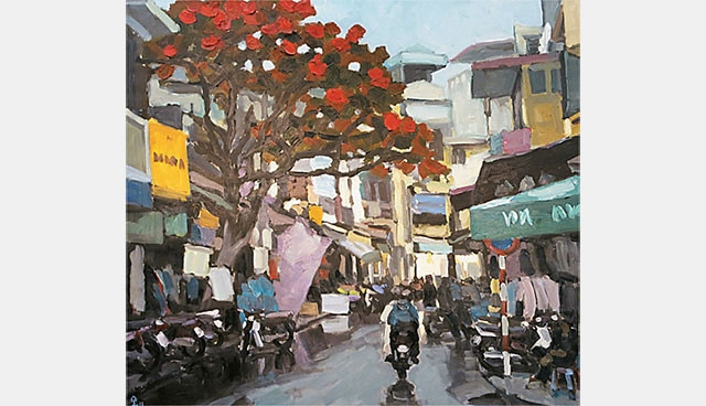 Một ngày mưa mùa đông. Tranh: PHẠM LUẬN