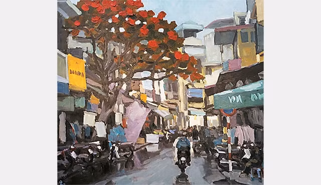 Một ngày mưa mùa đông. Tranh: PHẠM LUẬN