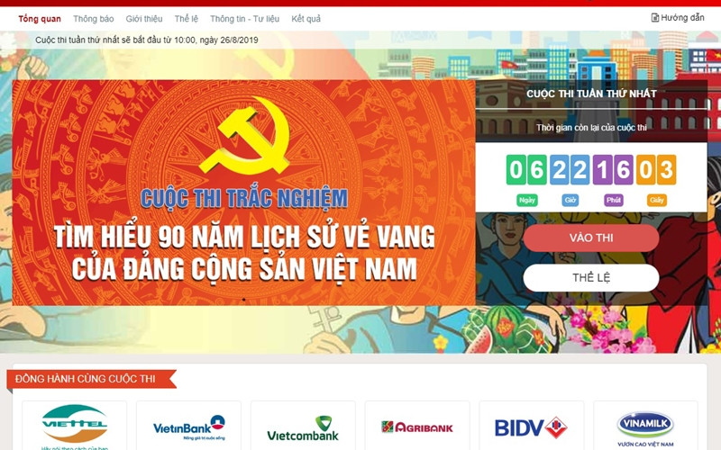 Tuần thi thứ nhất cuộc thi trắc nghiệm tìm hiểu 90 năm lịch sử vẻ vang của Đảng