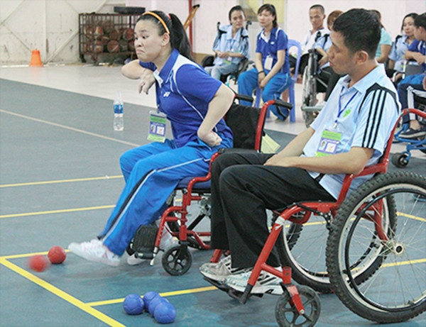 Boccia, môn thể thao khá mới mẻ tại Việt Nam, cũng nằm trong danh sách các môn thi đấu của giải.