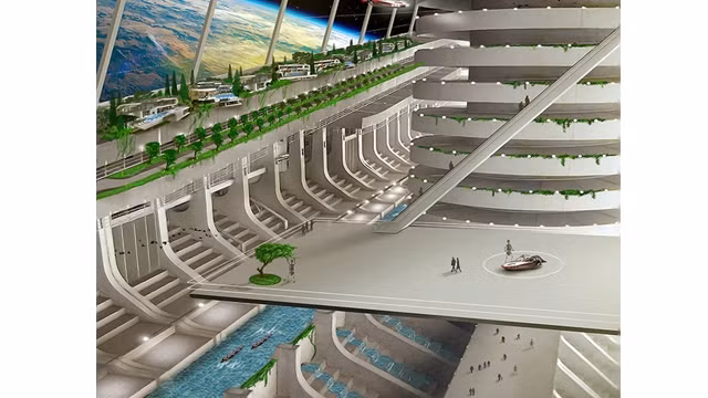 Đồ họa phác thảo cuộc sống tại Asgardia trong không gian. Ảnh: BUSINESS INSIDER