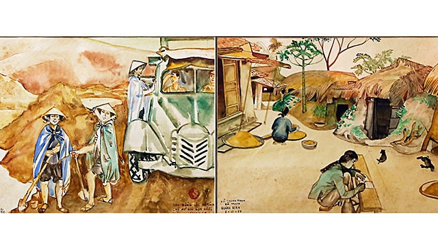 Một số ký họa của cố họa sĩ Đào Đức tại triển lãm.