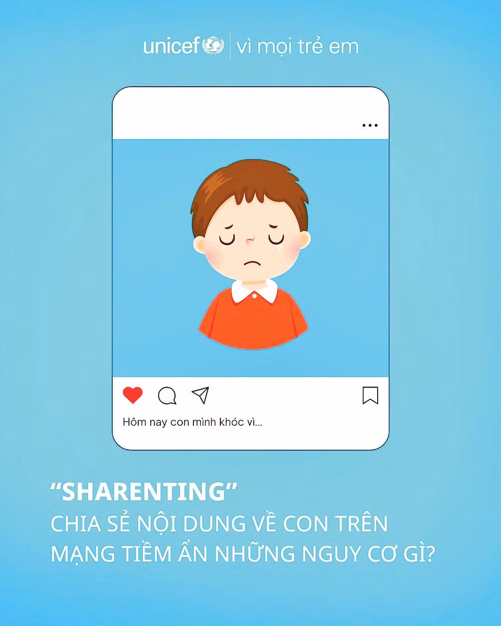Nhiều cha mẹ cho rằng mạng xã hội giúp lưu giữ những khoảnh khắc đáng nhớ, nhưng ít ai biết điều đó tiềm ẩn nhiều nguy cơ. Ảnh UNICEF Việt Nam