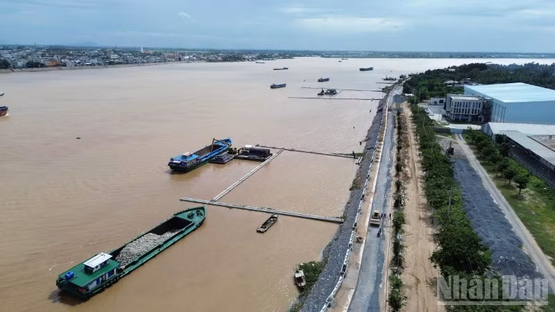 Dự án khắc phục khẩn cấp sạt lở sông Tiền đang được tỉnh Đồng Tháp đẩy nhanh tiến độ.