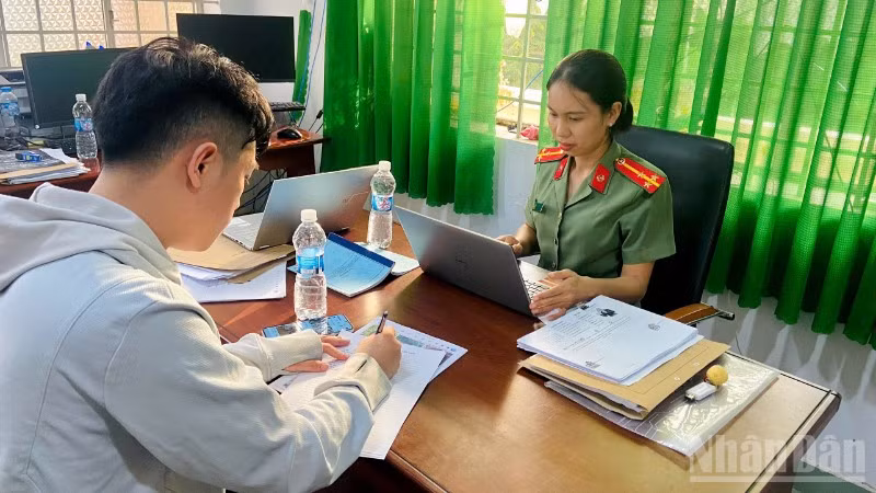 Đối tượng N.T.T làm việc với cơ quan Công an.