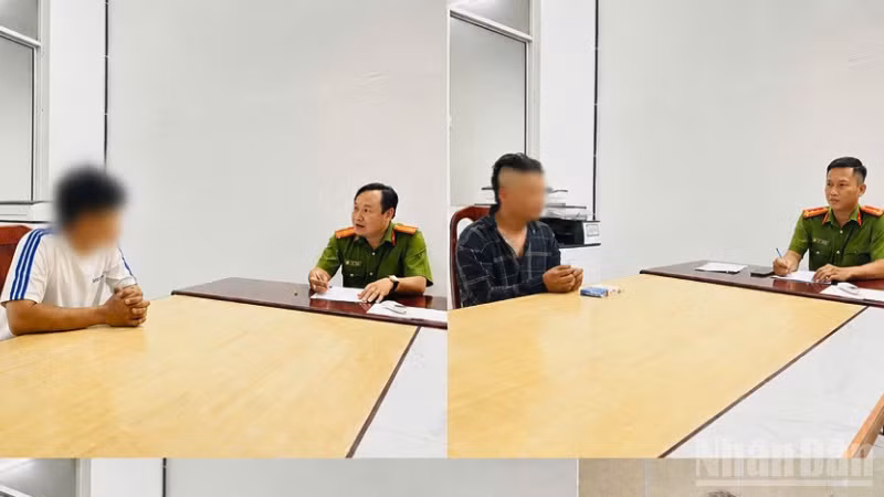 Lực lượng Công an phường Thốt Nốt làm việc với các đối tượng liên quan vụ việc tổ chức, sử dụng trái phép chất ma túy được phát hiện qua công tác tuần tra trên địa bàn.