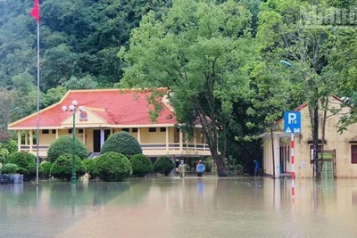 Khu vực Bảo tàng Khởi nghĩa Bắc Sơn bị ngập sâu. (Ảnh: ĐAN TRƯỜNG)