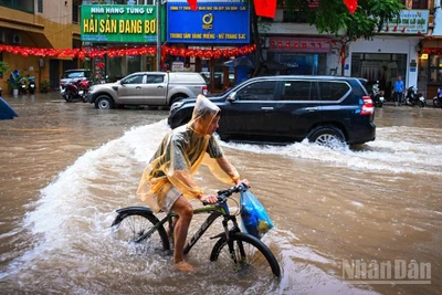 Mưa lớn gây ra ngập lụt nhiều tuyến đường tại nhiều địa phương trên cả nước. (Ảnh: nhandan.vn)