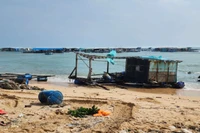 Nhiều nhà lồng bị trôi dạt vào bờ biển.