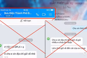 Tài khoản đối tượng lừa đảo định danh Bưu điện đề nghị gửi địa chỉ.
