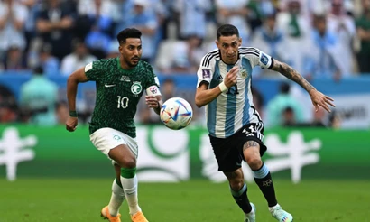 Tiền vệ Angel Di Maria của Argentina trong trận đối đầu với Saudi Arabia ở vòng bảng. (Ảnh: AFP/TTXVN)