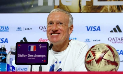 Huấn luyện viên Didier Deschamps trong buổi họp báo trước trận chung kết với Argentina. (Ảnh: Reuters)