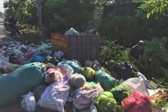 Người dân dọn dẹp một bãi rác tự phát gần bãi rác Đa Phước.