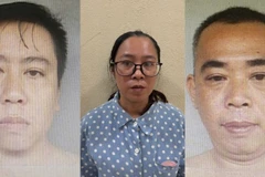 Các bị can: Khổng Đức Hồng, Bùi Thị Mộng Thu, Nguyễn Đức Khánh (từ trái qua). (Ảnh: Công an cung cấp)