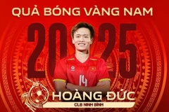 Cầu thủ Nguyễn Hoàng Đức giành danh hiệu Quả bóng vàng Việt Nam năm 2025. (Ảnh: SGGP)