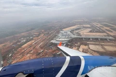 Cảng Hàng không quốc tế Long Thành nhìn từ tàu bay kiểm tra hiệu chuẩn.