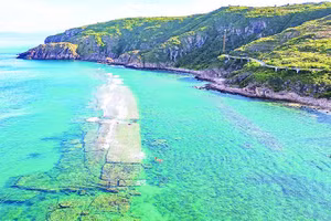 Bề mặt dải đá bằng phẳng, đoạn rộng nhất lên tới 50 mét.