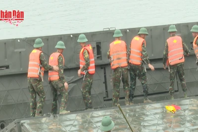 [Video] Phú Thọ triển khai cầu phao tạm thời qua sông Lô