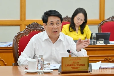 Chủ tịch nước Lương Cường chủ trì Tổ Công tác số 1, làm việc với Ban Thường vụ Tỉnh ủy Cà Mau. (Ảnh: THỦY NGUYÊN)