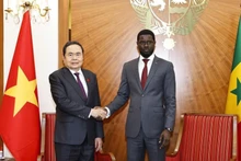 Chủ tịch Quốc hội Trần Thanh Mẫn hội kiến Tổng thống Senegal Bassirou Diomaye Faye. (Ảnh: TTXVN)