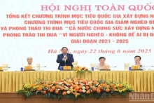 Thủ tướng Chính phủ Phạm Minh Chính chủ trì Hội nghị tổng kết Chương trình mục tiêu quốc gia về xây dựng nông thôn mới, giảm nghèo bền vững. (Ảnh: TRẦN HẢI)