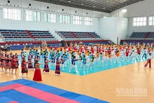 Một tiết mục đồng diễn dân vũ. 