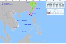 Bản đồ dự báo quỹ đạo và cường độ bão lúc 8 giờ ngày 6/7.