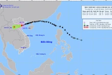 Bản đồ dự báo quỹ đạo và cường độ bão số 3 phát lúc 14 giờ ngày 22/7.