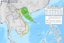 Bản đồ dự báo quỹ đạo và cường độ áp thấp nhiệt đới lúc 14 giờ ngày 17/8.