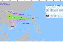 Bản đồ dự báo quỹ đạo và cường độ của áp thấp nhiệt đới lúc 2 giờ ngày 23/8.